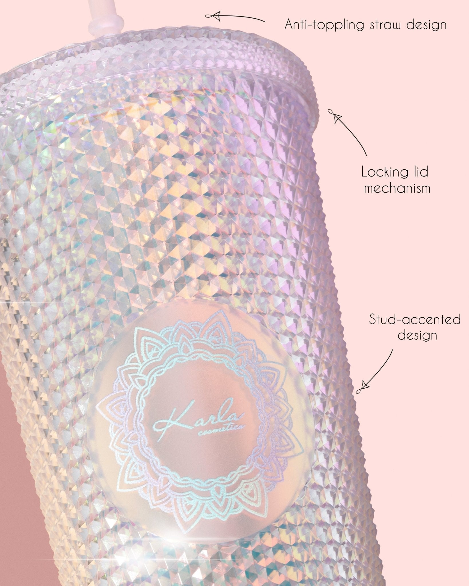 Iridescent Studded Tumbler Drinking Cup - Karla Cosmetics