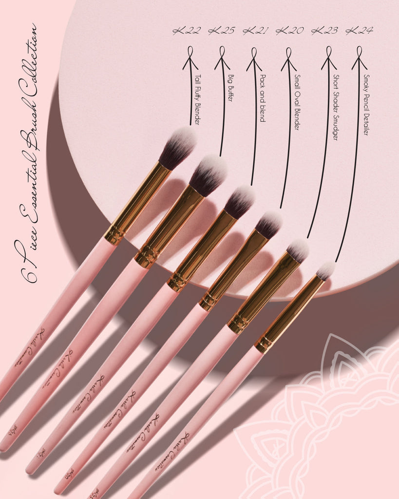 NEW! 6 Piece Essential Brush Collection Makeup Brushes Karla Cosmetics 